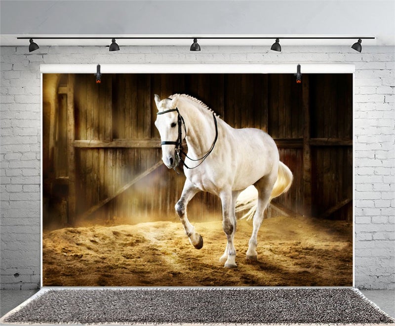LFEEY 10x8ft Western Photography Backdrops Countryside West Cowboy Horse in The Stable Photo Background Photo Studio Props - Image 4